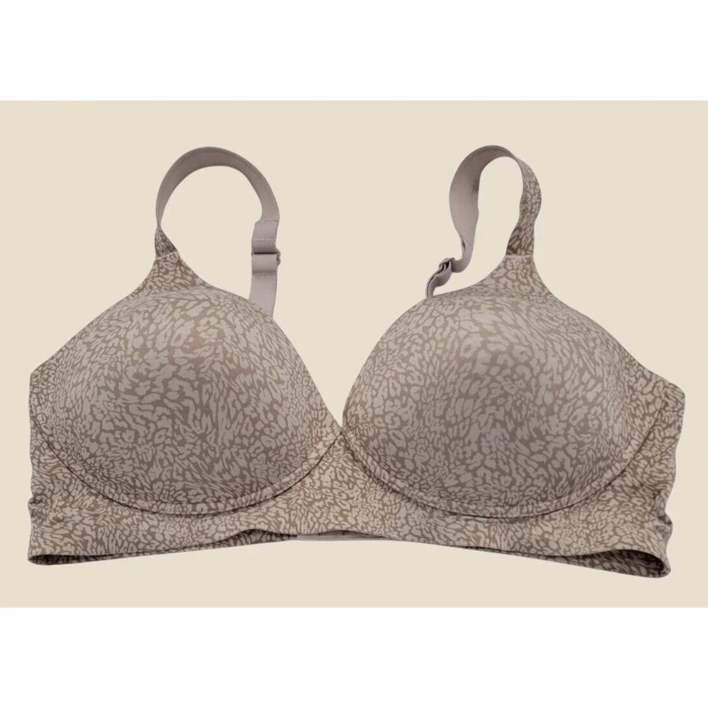 Bali Wireless Bra 3462 Animal Print Comfort Minimalist Everyday Tan Beige XL